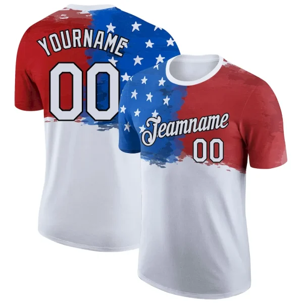 Custom White Red Royal-Black 3D American Flag Patriotic Performance T-Shirt BNY_86147217