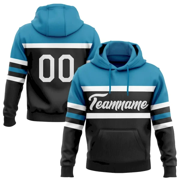 Custom Stitched Black White-Panther Blue Line Sports Pullover Sweatshirt Hoodie EIN_56821155