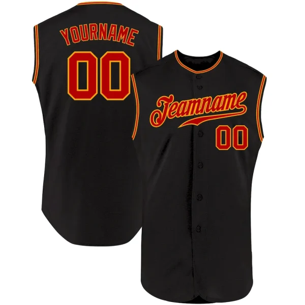 Custom Black Red-Gold Authentic Sleeveless Baseball Jersey PQX_47226207