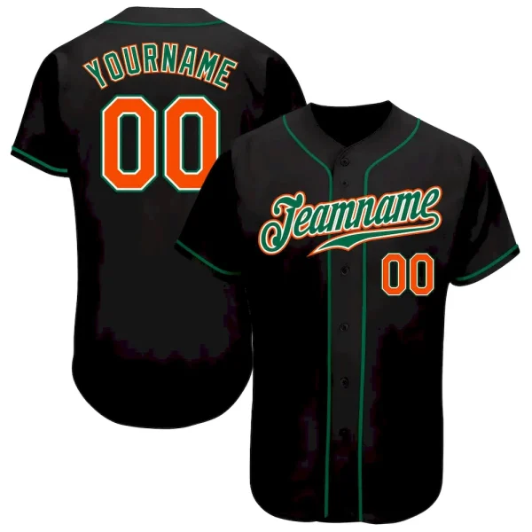Custom Black Orange-Kelly Green Authentic Baseball Jersey CPZ_49930123