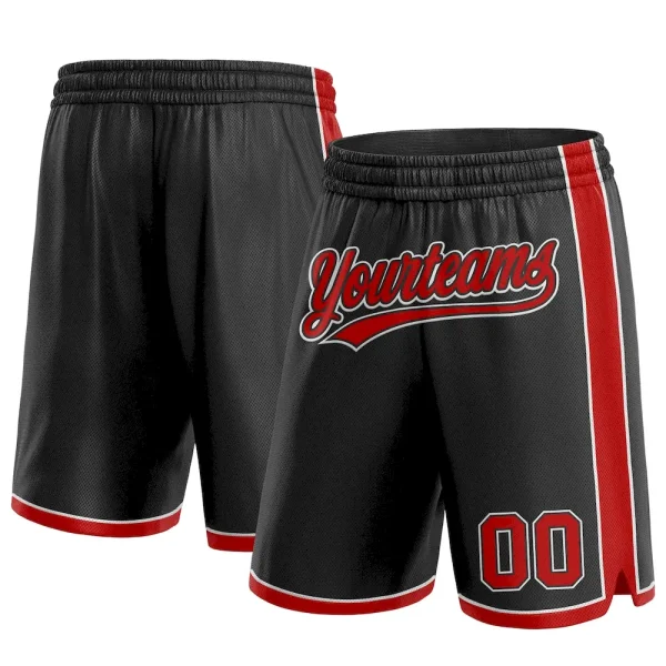 Custom Black Red-White Authentic Basketball Shorts AUX_79944134
