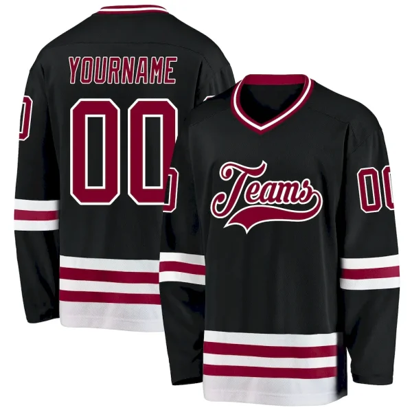 Custom Black Maroon-White Hockey Jersey EGP_75048199