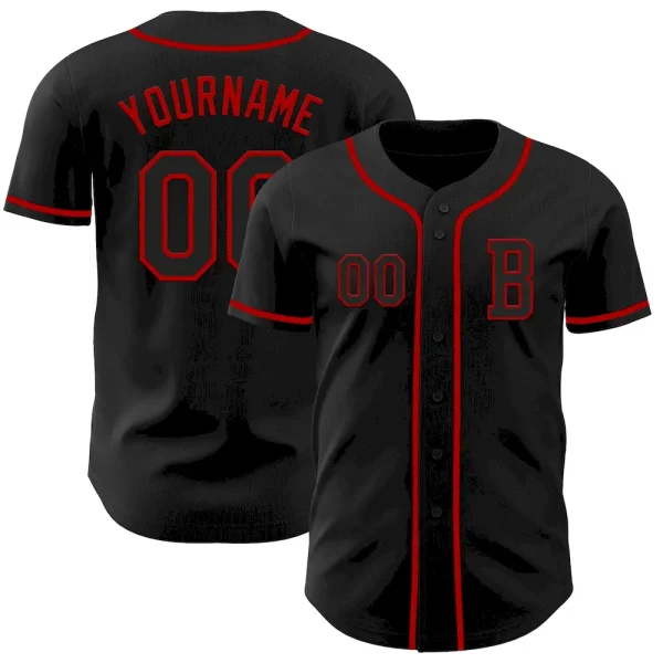 Custom Black Red Authentic Baseball Jersey CKX_16724362