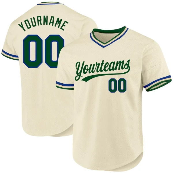 Custom Cream Green-Royal Authentic Throwback Baseball Jersey LPW_50654757
