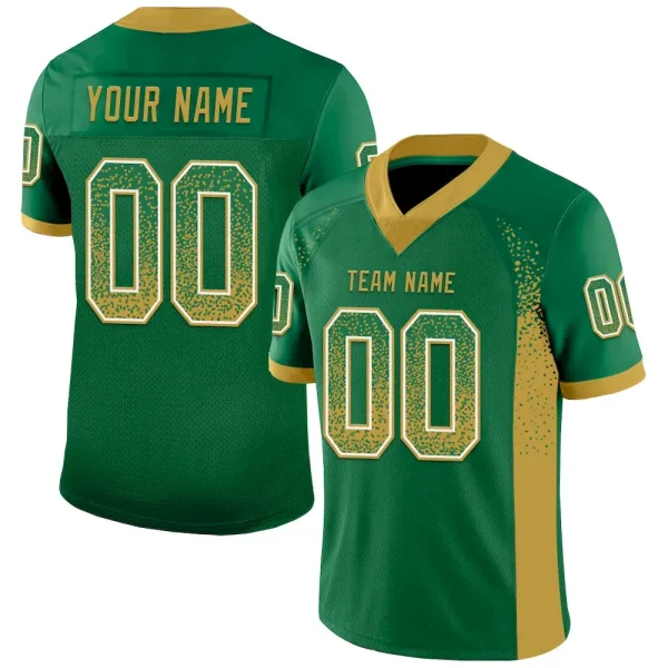 Custom Kelly Green Old Gold-White Mesh Drift Fashion Football Jersey FNY_11290573