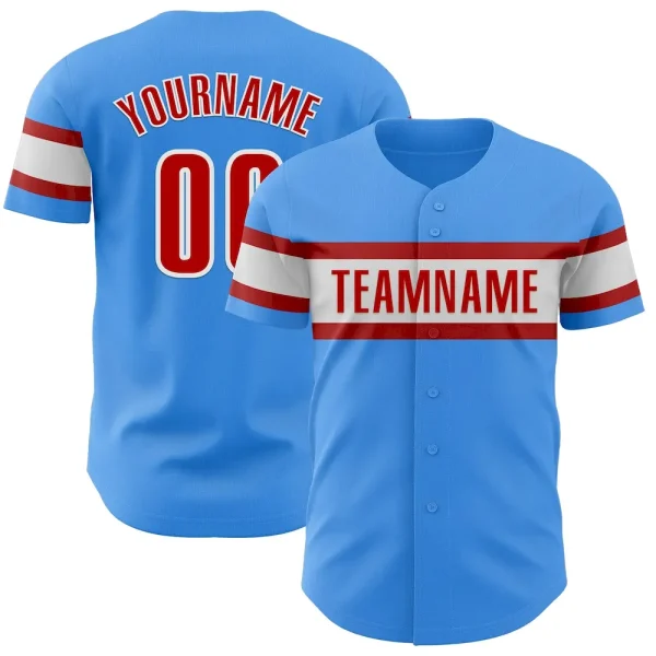 Custom Electric Blue Red-White Authentic Baseball Jersey AHJ_16470506