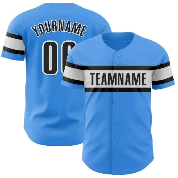 Custom Electric Blue Black-White Authentic Baseball Jersey AFR_77228498