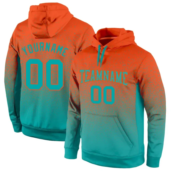Custom Stitched Orange Aqua Fade Fashion Sports Pullover Sweatshirt Hoodie FLT_28295850