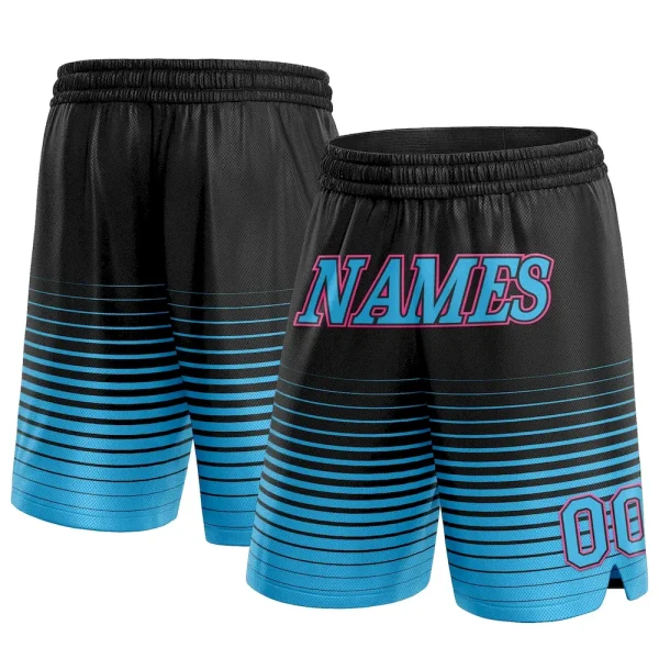 Custom Black Sky Blue-Pink Pinstripe Fade Fashion Authentic Basketball Shorts GNP_69537064