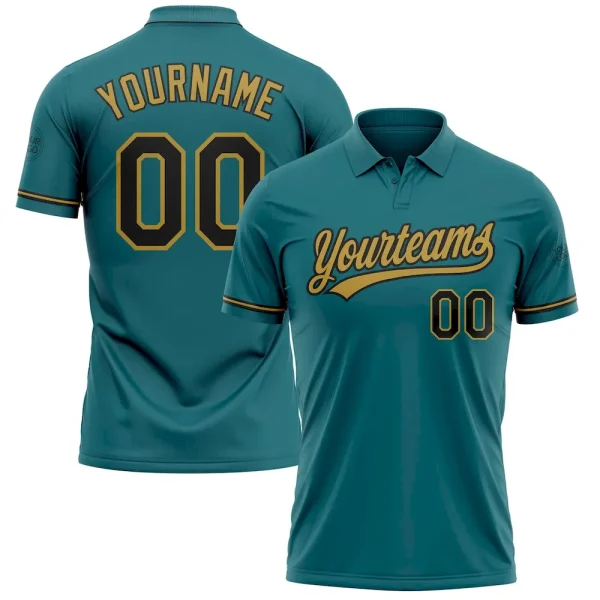 Custom Teal Black-Old Gold Performance Vapor Golf Polo Shirt IPZ_90174940