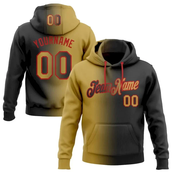 Custom Stitched Black Old Gold-Red Gradient Fashion Sports Pullover Sweatshirt Hoodie FKS_76596909