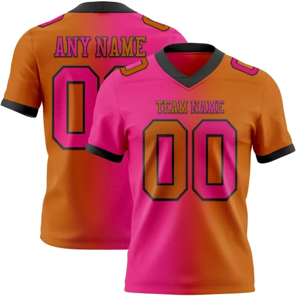 Custom Texas Orange Hot Pink-Black Mesh Authentic Gradient Fashion Football Jersey BDY_76644476