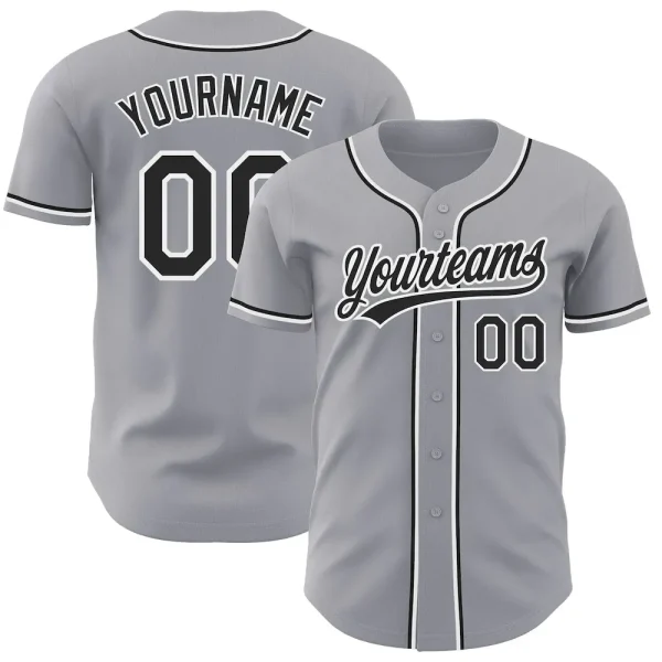 Custom Gray Black-White Authentic Baseball Jersey IMP_10628467