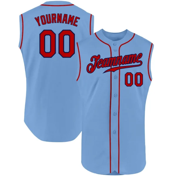 Custom Light Blue Red-Navy Authentic Sleeveless Baseball Jersey AIZ_13192502