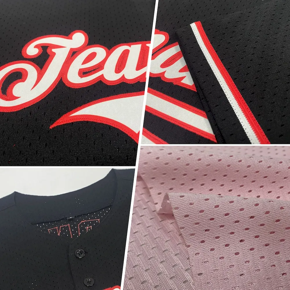 Custom Light Pink Kelly Green Mesh Authentic Throwback Baseball Jersey CJT_76759282 - Image 2