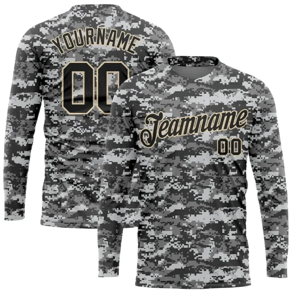 Custom Camo Black-Cream Salute To Service Long Sleeve Performance T-Shirt NUX_86666862