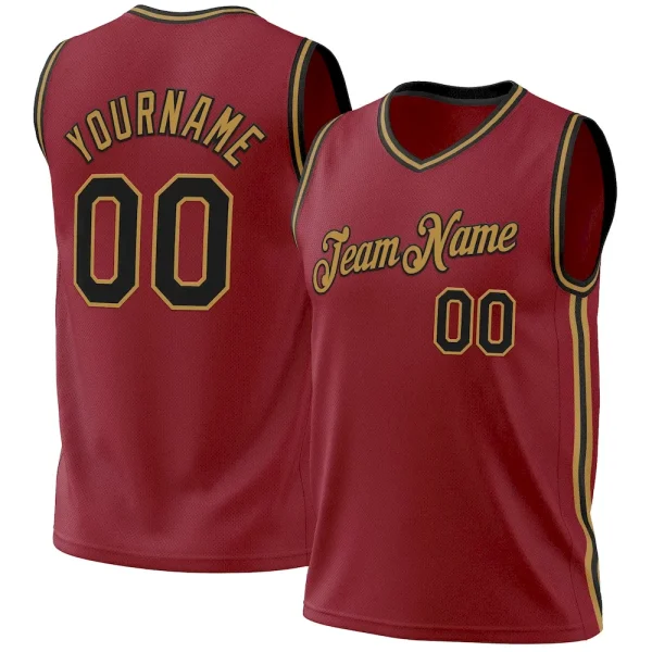 Custom Maroon Black-Old Gold Authentic Throwback Basketball Jersey KOU_11833100