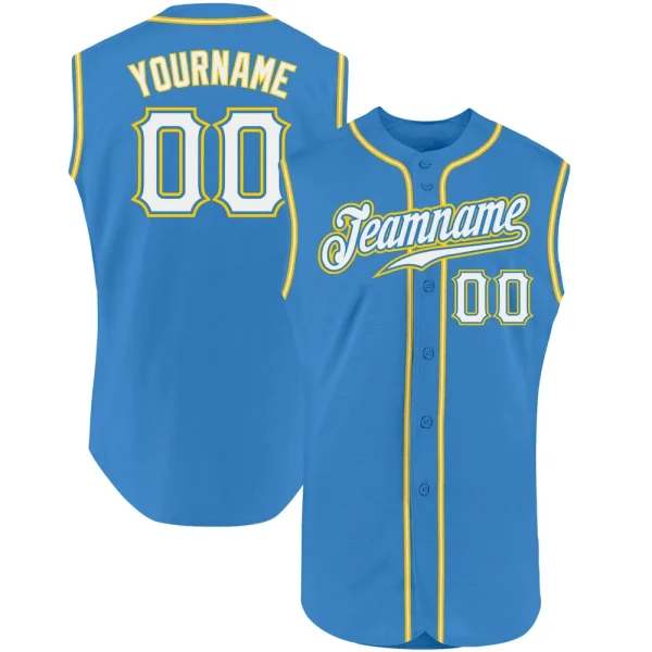 Custom Powder Blue White-Gold Authentic Sleeveless Baseball Jersey ELT_11426411