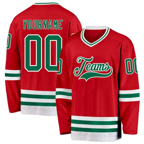 Custom Red Kelly Green-White Hockey Jersey LPS_84256825
