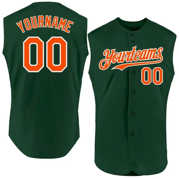 Custom Green Orange-White Authentic Sleeveless Baseball Jersey OQX_80400218