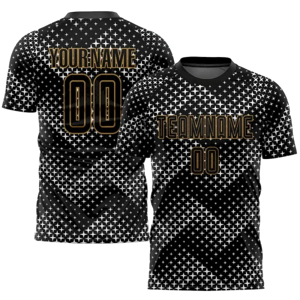 Custom Black Black-Old Gold Sublimation Soccer Uniform Jersey IWY_50433523