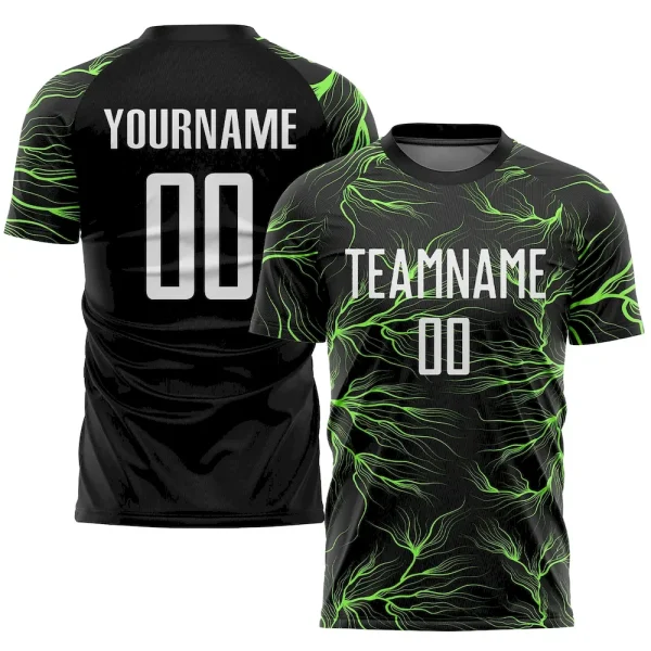 Custom Black White-Neon Green Sublimation Soccer Uniform Jersey BDL_16464743