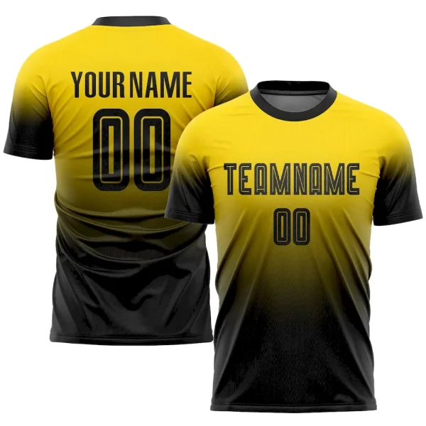 Custom Gold Black Sublimation Fade Fashion Soccer Uniform Jersey XYZ_52954967
