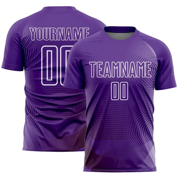 Custom Purple White Geometric Lines Sublimation Soccer Uniform Jersey GJL_76980924