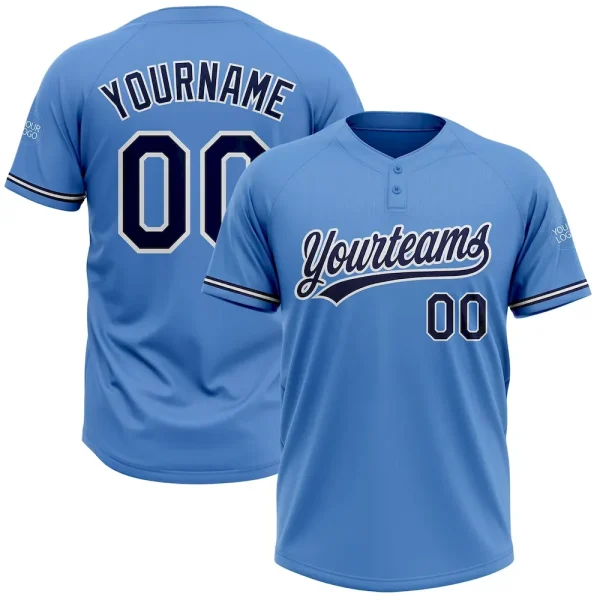 Custom Powder Blue Navy-White Two-Button Unisex Softball Jersey DJL_90918535