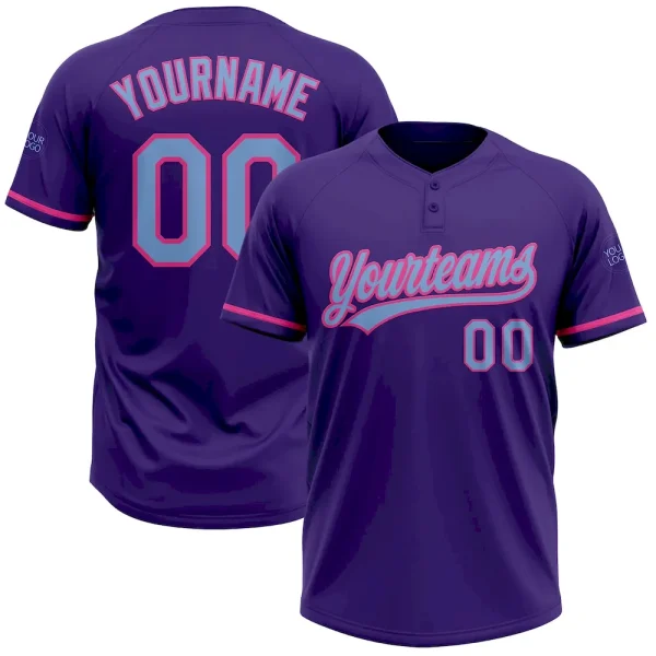 Custom Purple Light Blue-Pink Two-Button Unisex Softball Jersey BKS_48940155