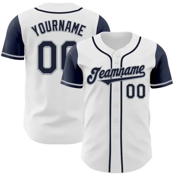 Custom White Navy-Gray Authentic Two Tone Baseball Jersey GSU_43438434