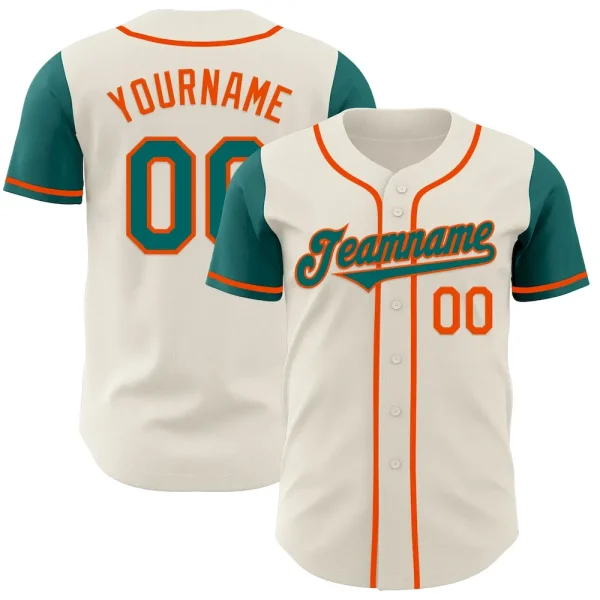 Custom Cream Teal-Orange Authentic Two Tone Baseball Jersey DMV_45559749