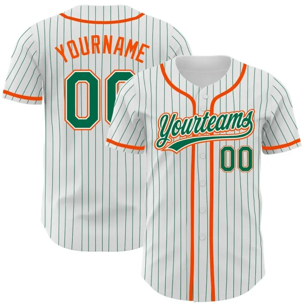 Custom White Kelly Green Pinstripe Kelly Green-Orange Authentic Baseball Jersey EIR_35109682