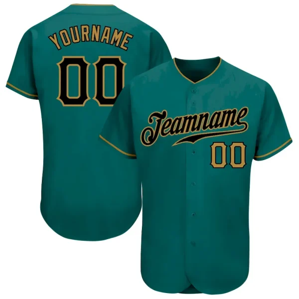Custom Teal Black-Old Gold Authentic Baseball Jersey DFK_98613461
