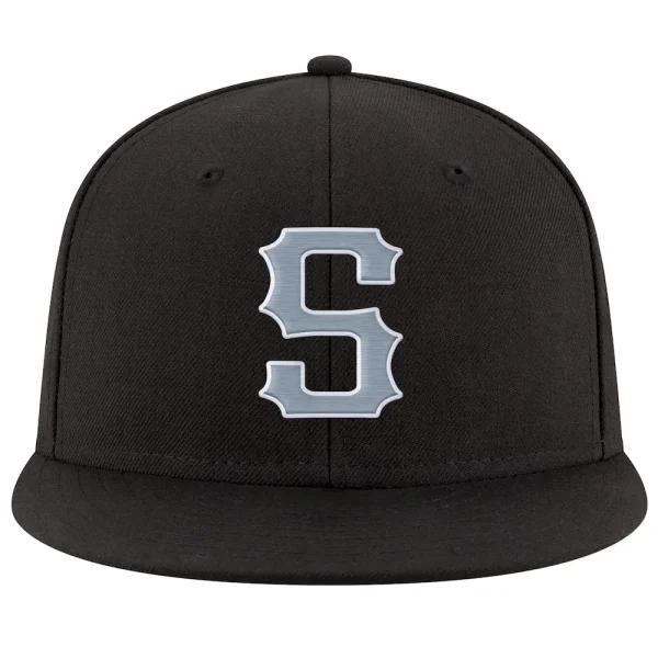 Custom Black Light Gray-White Stitched Adjustable Snapback Hat AFH_96673305