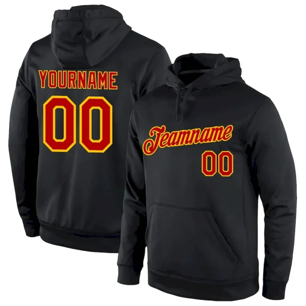 Custom Stitched Black Red-Gold Sports Pullover Sweatshirt Hoodie SUZ_23872343