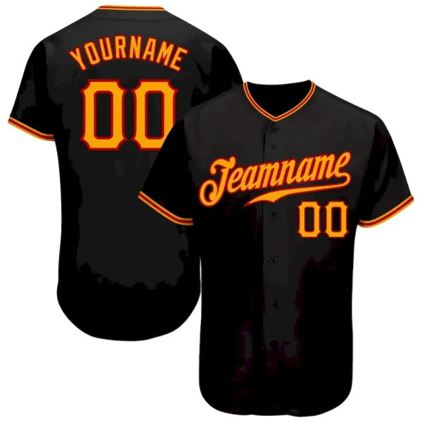 Custom Black Gold-Red Authentic Baseball Jersey DHM_40686523
