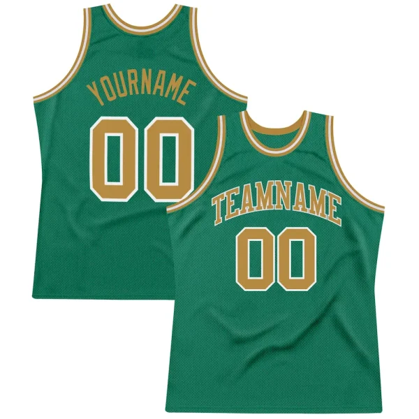 Custom Kelly Green Old Gold-White Authentic Throwback Basketball Jersey HRW_25927306